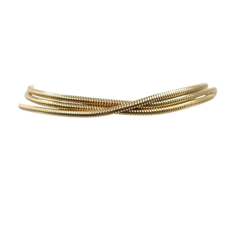 Vintage Wrap Around Knotted Lariat Gold Tone Claspless Necklace w/ Black Finial - Picture 5 of 7